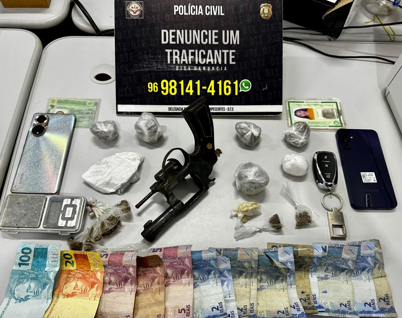 EM MACAPÁ, POLÍCIA CIVIL PRENDE DOIS HOMENS EM FLAGRANTE E APREENDE DROGAS E UMA ARMA DE FOGO